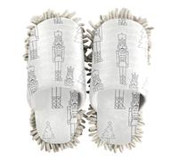 EtherSpher Microfiber Mop Slippers for Floor Cleaning Cleaning Slippers Childish Black and White Nutcracker Soldiers