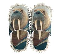 EtherSpher Microfiber Mop Slippers for Floor Cleaning Cleaning Slippers Funny Nile Walrus Ocean