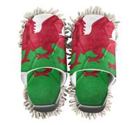 EtherSpher Microfiber Mop Slippers for Floor Cleaning Cleaning Slippers Soccer Ball Wales Flag Vintage