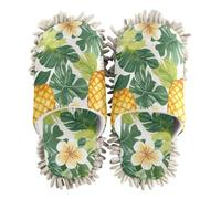 EtherSpher Microfiber Mop Slippers for Floor Cleaning Cleaning Slippers Tropical Pineapple Golden Yellow Green Palm Leaves Flower