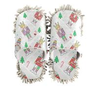 EtherSpher Microfiber Mop Slippers for Floor Cleaning Indoor Dirt Dusting Mopping Slippers Childish Cartoon Nutcracker Soldiers Colorful