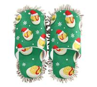EtherSpher Microfiber Mop Slippers for Floor Cleaning Indoor Dirt Dusting Mopping Slippers Devil Egg Merry Christmas Green