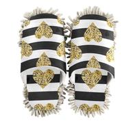 EtherSpher Microfiber Mop Slippers for Floor Cleaning Indoor Dirt Dusting Mopping Slippers Valentine Romantic Golden Love