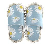 EtherSpher Microfiber Mop Slippers for Floor Cleaning Shoes for Kitchen House Cleaning Cute White Daisies