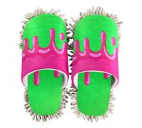 EtherSpher Microfiber Mop Slippers for Floor Cleaning Shoes for Kitchen House Cleaning Drip Style Street Graffiti Pink Green