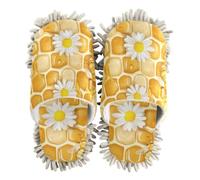EtherSpher Microfiber Slipper Mopping Shoes Cleaning Slippers Honeycomb Background with Bees and Daisies