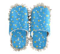 EtherSpher Microfiber Slipper Mopping Shoes Indoor Dirt Dusting Mopping Slippers Seamless Blue Aesthetics Blue Golden Stars