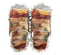 EtherSpher Microfiber Slipper Mopping Shoes Indoor Dirt Dusting Mopping Slippers Stained Glass Desert Cactus