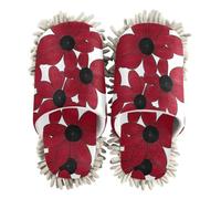 EtherSpher Microfiber Slipper Mopping Shoes Shoes for Kitchen House Cleaning Black-eyed Susan Simple Line Art Valentinesnes Red