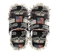EtherSpher Microfiber Slipper Mopping Shoes Shoes for Kitchen House Cleaning Faith over Fear Denim Flag Black
