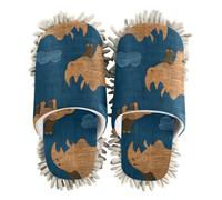 EtherSpher Microfiber Slipper Mopping Shoes Shoes for Kitchen House Cleaning Trendy Style Wooden Rhino Blu Ray