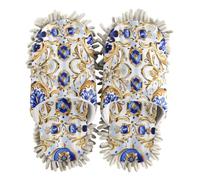 EtherSpher Microfiber Washable Mop Slippers Shoes Cleaning Slippers Blue Golden Embroidery