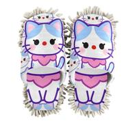 EtherSpher Microfiber Washable Mop Slippers Shoes Cleaning Slippers Funny White Cat with Red Clown Nose