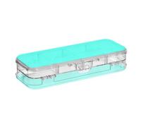 EtherSpher Mint Green Designed Plastic Pencil Box Double Deck Crayon Containers For Kids With Snap-Tight Lid