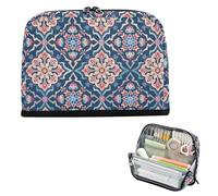 EtherSpher Moroccan Style Floral Patterns Pencil Carrying Case Large Capacity Pen Pencil Case Sturdy Stationery Pencil Case for Preppy Office estuche para lapices de nino