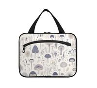 EtherSpher Mushroom Traditional Mexican Folk Art Motifs Style hanging mens travel toiletry bag with hook, designer cute makeup cosmetic bag for trip essentials bathroom maleta para maquillaje L
