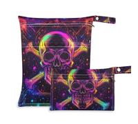 EtherSpher Mysterious Tarot Astrological Skeleton reusable large wet bag 2 Pack travel essentials for babies with handles for travel, yoga