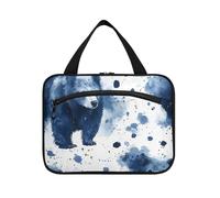 EtherSpher Nature Bear Boho Style Blue hanging toiletry travel bag with hook, designer necessities makeup case for travelers backpacking bolso de para mujer L, Nature Bear Boho style blue, L