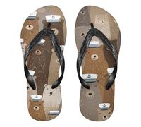 EtherSpher Naughty Ocean Brown Bear rubber men flip flops lightweight sandals for women for Shower Swimming Pool vacation