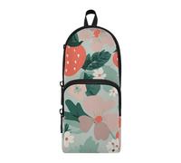 EtherSpher Naughty Ocean Strawberry Nylon 3 Compartments Storage Pen Case Pencil Bag Study&Multifunctional Pencil Case for School School Stationery pouching for Teen Girls Middle 1600ml