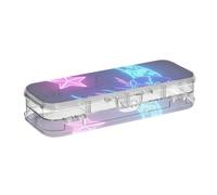 EtherSpher Neon Colored Stars Moons and Skeletons Designed Plastic Pencil Box Clear Double-Deck Boxes Pens Case For Stationery Supplies With Snap-Tight Lid