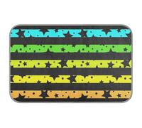 EtherSpher Neon Rainbow Colorufl Strips Black Stars Summer Dog Cooling Pads Self Cooling pad for Dogs for Bunny Indoor Cats esterilla refrescante para Perros M