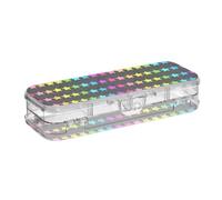 EtherSpher Neon Stars Rainbow Colorful Fashion Designed Clear Pencils Box Double-Deck Pens Case Transparent Hard For Stationery Supplies With Snap Lid