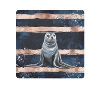 EtherSpher Neutral Australian Fur Seal Navy Blue and Rose Gold Striped Makeup Travel Bag Camera Lens Cloth Portable Travel Make Up Organizer Wrap 21.7 X 21.7 Wrapper For Organization, Neutral