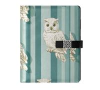 EtherSpher Neutral Owl Turquoise Striped leather lined notebook journal water proof cover spiral notebook college for working 6.7x9.2