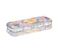 EtherSpher New Zealand Koru Beauty Summer Flowers Colorful Designed Plastic Box For Pencils Double Deck Transparent Pens Case For School With Snap-Tight Lid