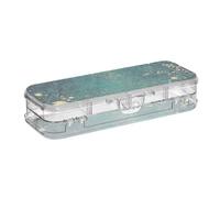 EtherSpher Night under The Blue Stars Moon Designed Plastic Pencil Box Clear Double-Deck Penscases For Art Supplies With Snap And Lid
