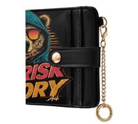 EtherSpher No Risk No Story Bear Convenient Women's Folding Card Wallet Everyday PU Leather Wallet for Woman Girl