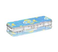 EtherSpher Ocean Animal Tropical Fish Blue Colorful Designed Plastic Pencil Box Clear Double-Deck Hard Pens Case Boxes For Art Supplies With Snap Lid