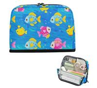 EtherSpher Ocean Animal Tropical Fish Blue Colorful pencil poucheses Large Capacity Makeup Pouches Multi-Purpose Storage Organizer for Adolescentes High School Supplies útiles escolares para ninas