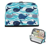 EtherSpher Ocean Sea Wave Whales Pencil Box Large Capacity Pen Cases Cute Organizer Box for Girls School Supplies materiales escolares para nina