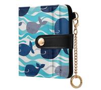 EtherSpher Ocean Sea Wave Whales Portable Women's Folding Wallet Everyday PU Leather Wallet for Men Women Travel