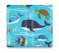 EtherSpher Ocean Whale Turtle Fish Blue Sea Premium Leather Auto Registration Insurance & ID Card Holder Essential Wallet Case for Cards, Essential Document, Driver License Vehicle Paperwork