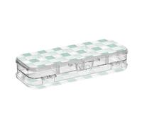 EtherSpher Oil on Canvas Green and White Checkered Pattern Designed Clear Pencil Box Plastic 2 Layer Hard Pens Case For Stationery Supplies With Snap And Lid