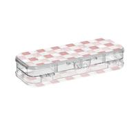 EtherSpher Oil on Canvas Red and White Checkered Pattern Designed Clear Pencil Box Double-Deck Pens Hard Case For Stationery Supplies With Snap And Lid