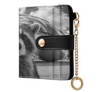 EtherSpher Old Photo Cloud Gate Raccoon Portable Ladies Classic Foldable Wallet PU Leather Wallet for Women Girls