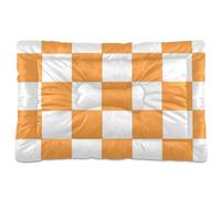 EtherSpher Orange and White American Plaid Washable Dog Sleeping Mattress Soft Anti-Slip Kennel Pad for Large Jumbo Medium Small Dogs 36" x 24"