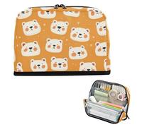 EtherSpher Orange Cute Polar Bears White Pencil Box Case Large Capacity Makeup Bags Standing Multi-Purpose Bag for Teen Boys School Supply caja para lapices escolares nina
