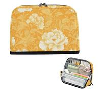 EtherSpher Orange Floral Chinese Style Pencil Case Organizer Large Capacity Make Up Bags With Zipper Organizer Box for Adolescentes Elementary caja para lapices escolares nina