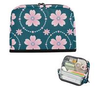 EtherSpher Oriental Cherry Cyan Peach Pencil Carrying Case Large Capacity Pen Case Cosmetic Zip Organizer Box for Adults School Must Haves estuche para lapices