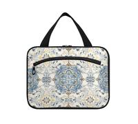 EtherSpher Paisley Glory Blue Seamless Picture Seamless Pattern hanging make up bag for women with hook, designer expandable toiletry organizer for traveler work bolsas para maquillaje de mujer L