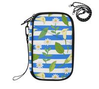 EtherSpher Passport and Vaccine Card Wallet Combo Vaccine Case Protector Cover Blue White Striped Calla Lily Daisy Flower