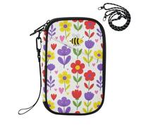 EtherSpher Passport Book Holder Vaccine Case Protector Cover Cartoon Cute Yellow Bee Flower