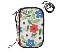 EtherSpher Passport Holder Case Vaccine Case Protector Cover Red Blue White Flowers Simple