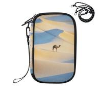 EtherSpher Passport Holder for Travel Family Vaccine Case Protector Cover Desert Camel Art Yellow