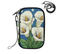 EtherSpher Passport Holder for Travel Men Vaccine Card Holder Cover Combo Cartoon Calla Lily White
